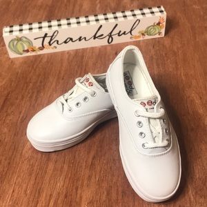 Girls’ Goody Two Shoes White Leather Tennis Shoes